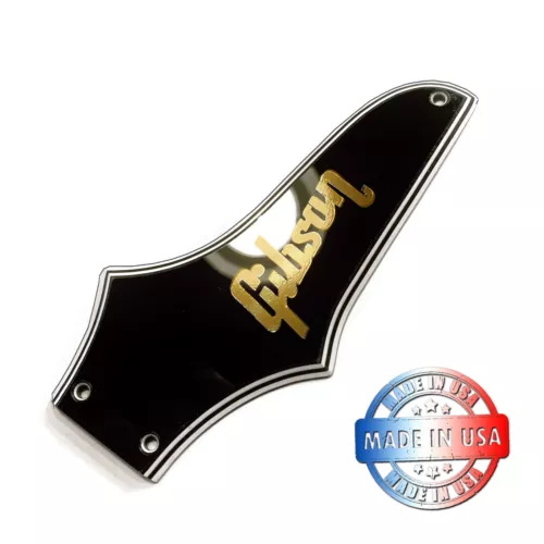 Black 5 Ply Wide Bevel Truss Rod Cover #5 fits Epiphone Thunderbird + Gold Decal