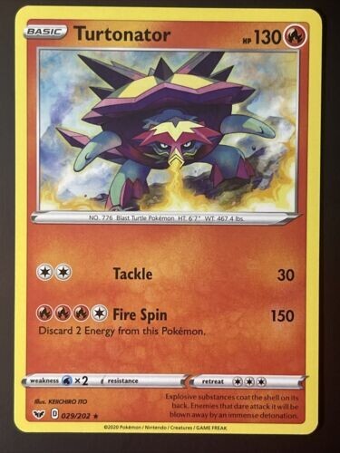 Turtonator RARE Pokemon TCG Card  029/202