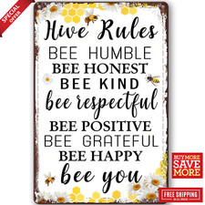 Bee Garden Decor Bee Rules Sign For Home Honey Bee Decorations Classroom Decor