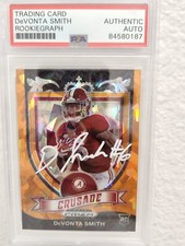 DeVonta Smith Signed Prizm Draft Crusade Orange RC Rookie Card Alabama PSA COA