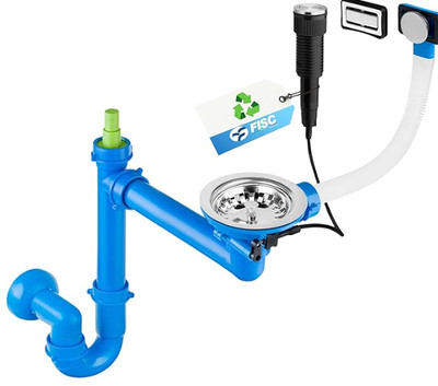 Recyceltes Siphon Küchenspüle Set mit PUSH Button und Universal Überlauf 3 1/2''