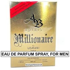 AB SPIRIT MILLIONAIRE BY LOMANI MEN 3.3 OZ / 100 ML EDP NEW IN BOX