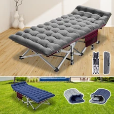Adults Folding Camping Cot with Mat Guest Bed Heavy Duty Portable Sleeping Cots