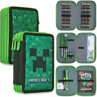 Minecraft FedermäPpchen Mit FäChern, GefüLlt Mit Schulbedarf Federmappe