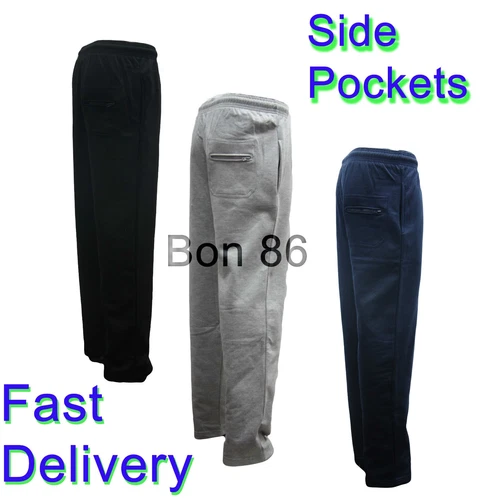 New Mens Soft Fleece Open Bottom Jogging Trouser Big Sizes S-8XL
