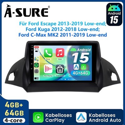64G Android 15 Carplay Autoradio Für C-Max Ford Kuga 2012-18 Escape GPS NAVI SWC