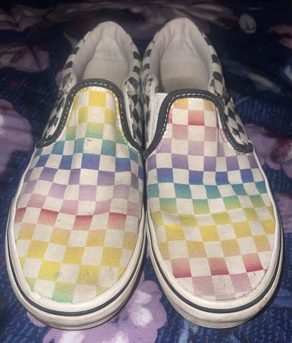 Sneaker slip on bambino Vans Asher Rainbow Check taglia US 3