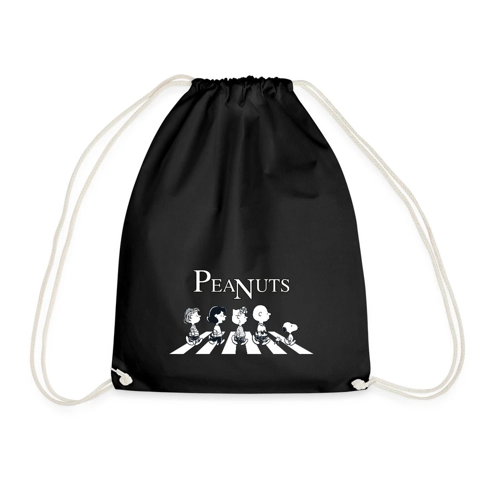 Peanuts and Friends Abbey Road Turnbeutel, One size, Schwarz