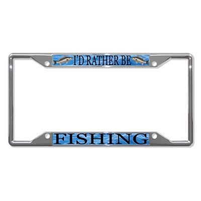Fastasticdeals I'd Rather Be Fishing License Plate Frame One Frame, Chrome 