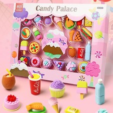 23Pcs Candy Food Store Puzzle Erasers Set Kids Stationery Toy Christmas gifts UK