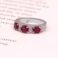 Natural Ruby Ring, Statement Band Ring, 925 Sterling Silver, Engagement Ring