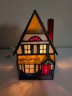 Genuine Stained Glass 7 In Mercantile Tiffany Style Table Lamp/ Village Vintage