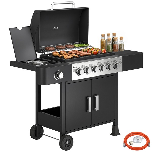 Gasgrill 17,8 Kw 6+1 Brenner Bbq Grillwagen Aus Edelstahl Inkl Seitenbrenner-image