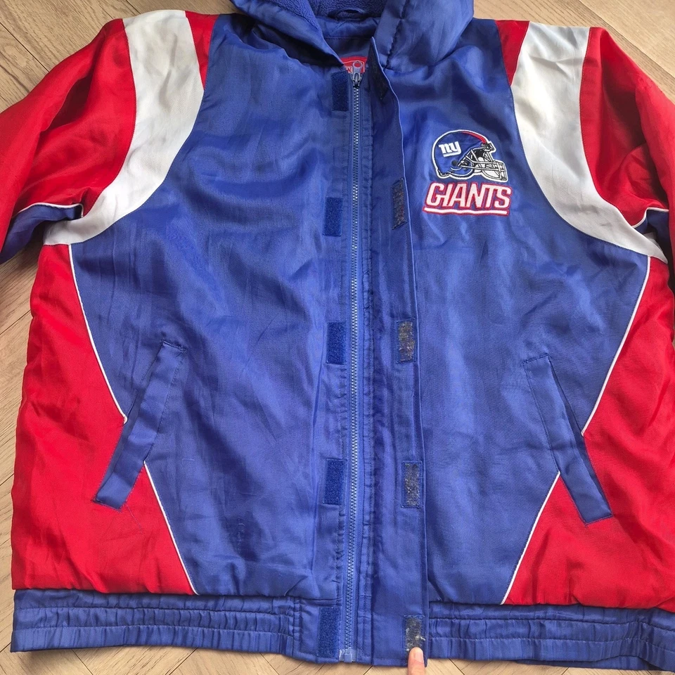 New York Giants NFL Mens Hooded Jacket Zip Up Coat 90s Retro Vintage Classic - Image 4 of 4