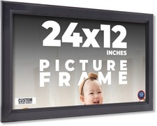 24x12 Frame Black Picture Frame Modern Photo Frame UV Acrylic, Acid Free Backer
