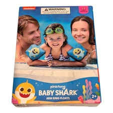 Pinkfong Baby Shark Inflatable Blue Arm Ring Floats For Swimming Ages 2+ NEW 