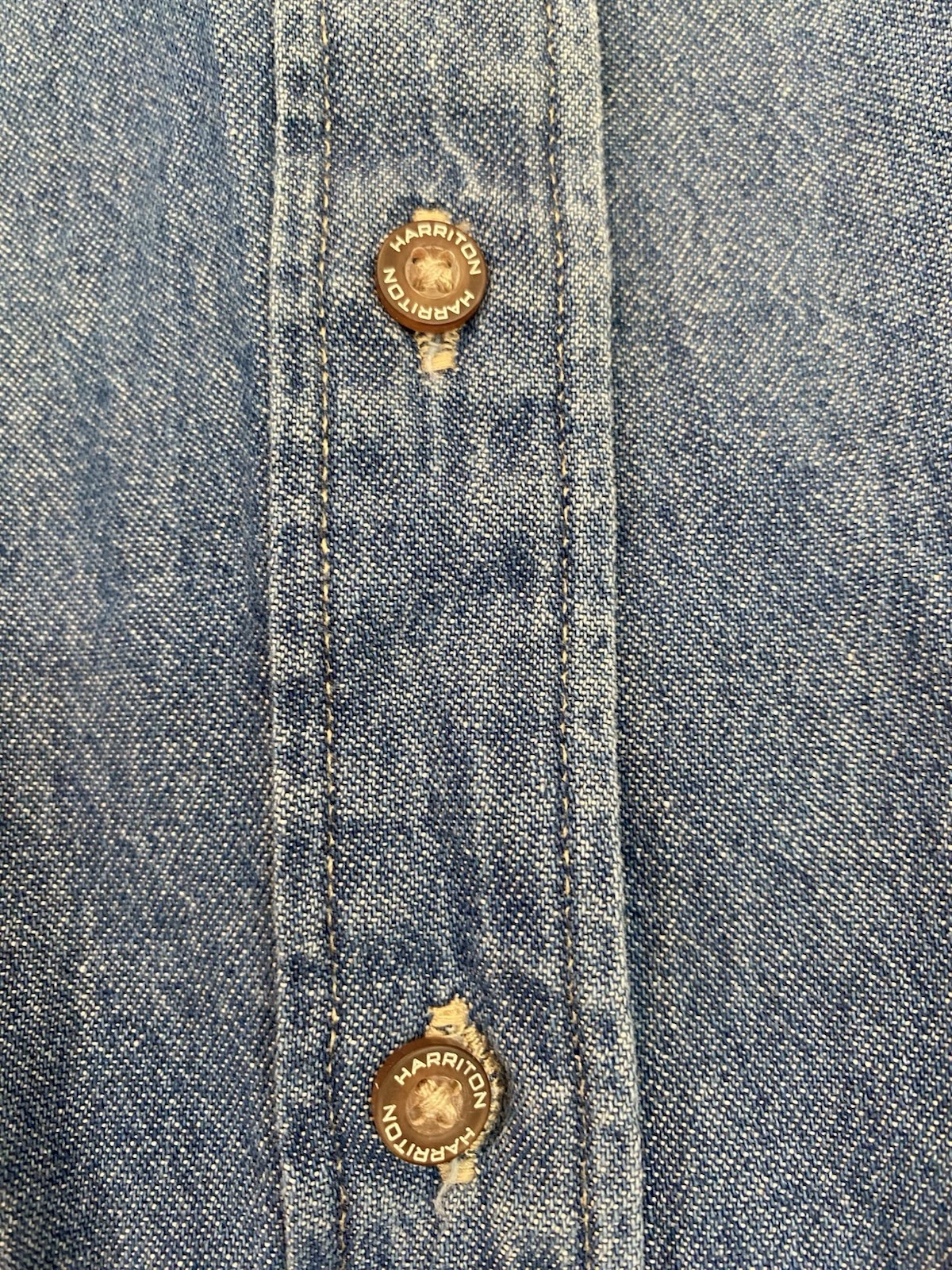 Harriton Denim Long Sleeve Shirt Button Down Women Blue Indigo M