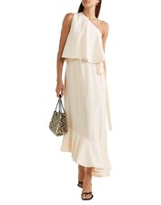 RRP€1515 STELLA MCCARTNEY Silk One-Shoulder Dress IT48 US12 UK16 XXL Ivory