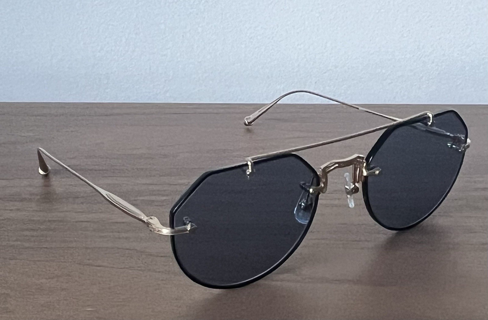 NIB Matsuda M3121 53-23-145 Black/Brushed Gold |Cafe Cobalt Blue Lens Sunglasses