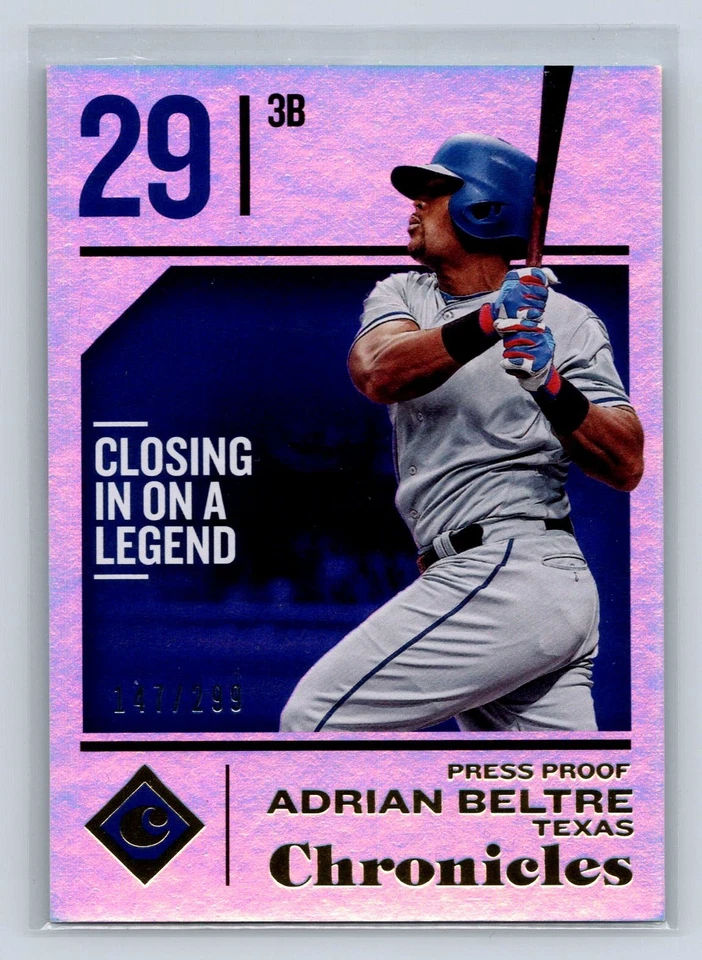 2018 Panini Chronicles Adrian Beltre Press Proof 34 (/299) - Image 3 of 3