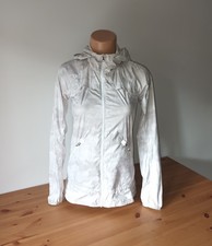 Lululemon Womens Gray White Windbreaker Size XXS Hooded Zip Light Jacket Reflect