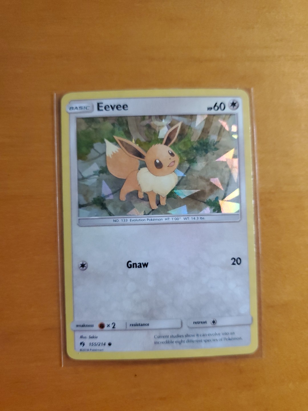 Eevee 155/214 Lost Thunder Cracked Ice Holo Pokemon Card NM