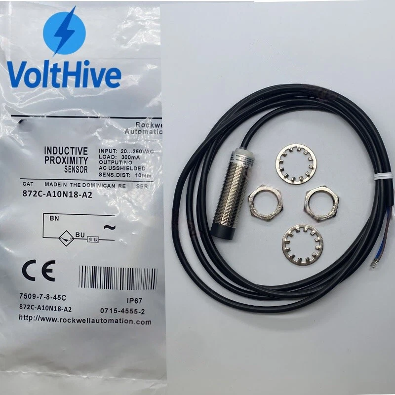 1PCS New Allen Bradley 872C-A10N18-A2 Proximity Switch Sensor 10mm 20-250V AC - Image 2 of 2