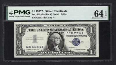 United States-Silver Certificate 1 Dollar 1957A Fr#1620 (GA Block) UNC Grade 64