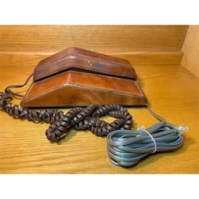 Vintage 1970s Northern Telecom Contempra Leather Telephone Retro Brown