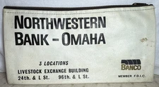 Northwestern Bank White/Cream Zipper Money Bag Omaha (Nebraska NE)