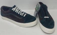 VANS M7 W8.5 Old Skool Skate Shoes Green/Brown  Pig Suede New!