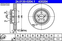 ATE Bremsscheibe 24.0130-0204.1 Passend FüR Subaru