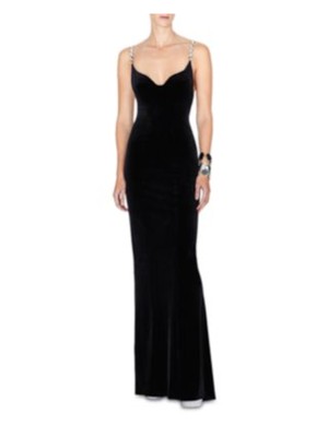 GALVAN LONDON Womens Black Lined Straps Sleeveless Gown Dress 44