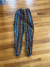 Vintage 90s Retro Colorful Lounge Pants, Wacky Fresh Prince, Youth Small Pockets
