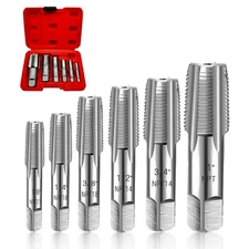 6Piece NPT Pipe Tap Set, 1in 3/4in 1/2in 3/8in 1/4in 1/8in Thread Tapping Too...