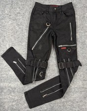 TRIPP NYC Daang Goodman Bondage Pants Womens 26 3 Black Chain Zippers Emo Goth