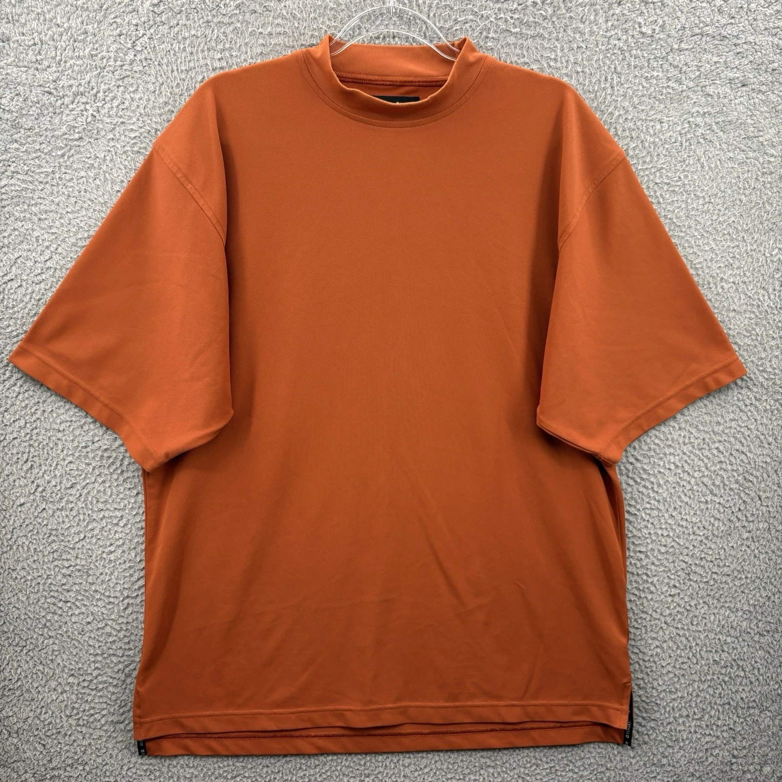 FootJoy Mock Neck Shirt Mens Large Orange Performance Golf Short Sleeve Y2K VTG