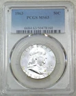1963 P Franklin Half Dollar PCGS MS63 90% FBL Frosty White PQ New Holder #B206F
