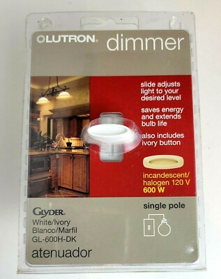LUTRON  White/Ivory GLYDER  Dimmer Switch (GL-600H-DK) Single Pole -New & Sealed