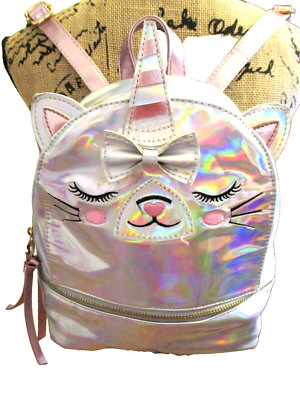 Under One Sky Small Unicorn Backpack, Silver, Adjustable Straps, Pockets