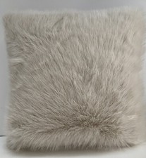 Image of Faux Fur Cushion Cover in Natural Beige 45cm x 45cm Soft Velvet Reverse