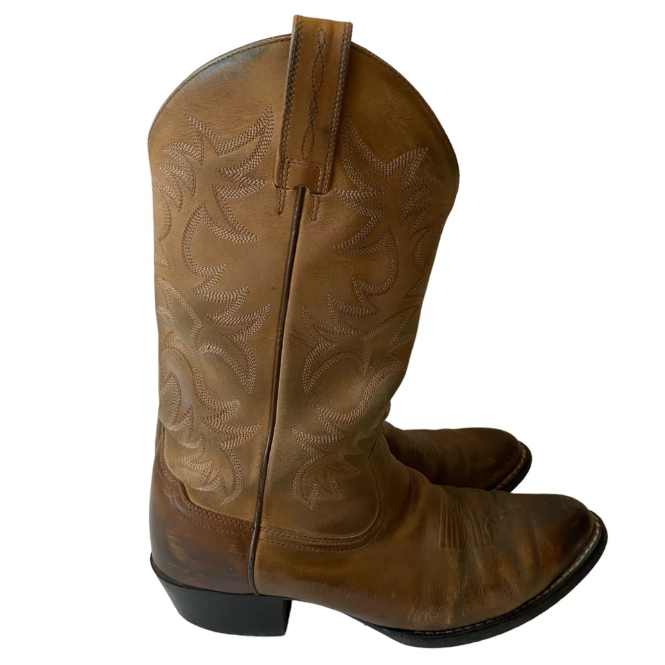 Botas de caubói vintage Ariat 34725 masculinas tamanho 9EE couro ocidental marrom desgastado - Imagem 3 de 4