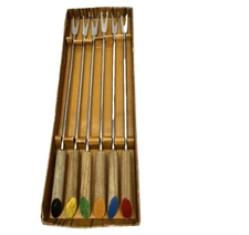 Vintage Fondue Forks Set of 6 Pieces Stainless Steel 10" MCM Mid Century Modern