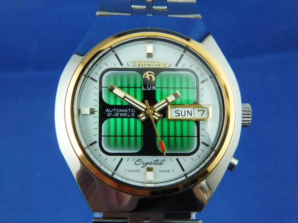 Reloj Automático Tressa Lux Cristal Vintage Retro Suizo Años 70 Nuevo de Lote Antiguo Cal AS 5206 Foto 4 de 4