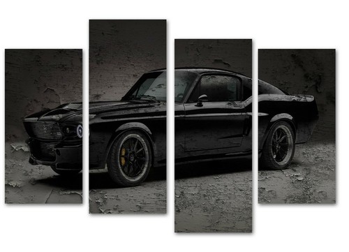 ford mustang retro car, split canvas prints framed on bars - Picture 2 of 10