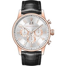 Christian Van Sant Men's Watch Heritage Quartz Silver Dial Black Strap CV3946