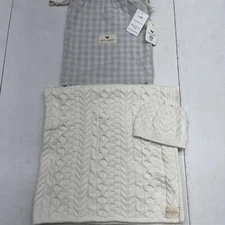 Hope & Henry Ivory Cable Knit Blanket And Het Set New