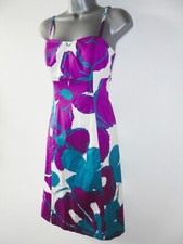Stunning Coast Floral Print Cotton Mix Evening Occasion Day Dress Size 10