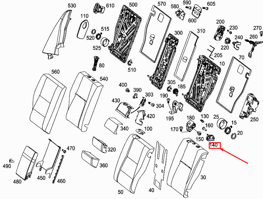 MERCEDES-BENZ GLC X253 Endschalter für die hintere Rückenlehne A2539052300