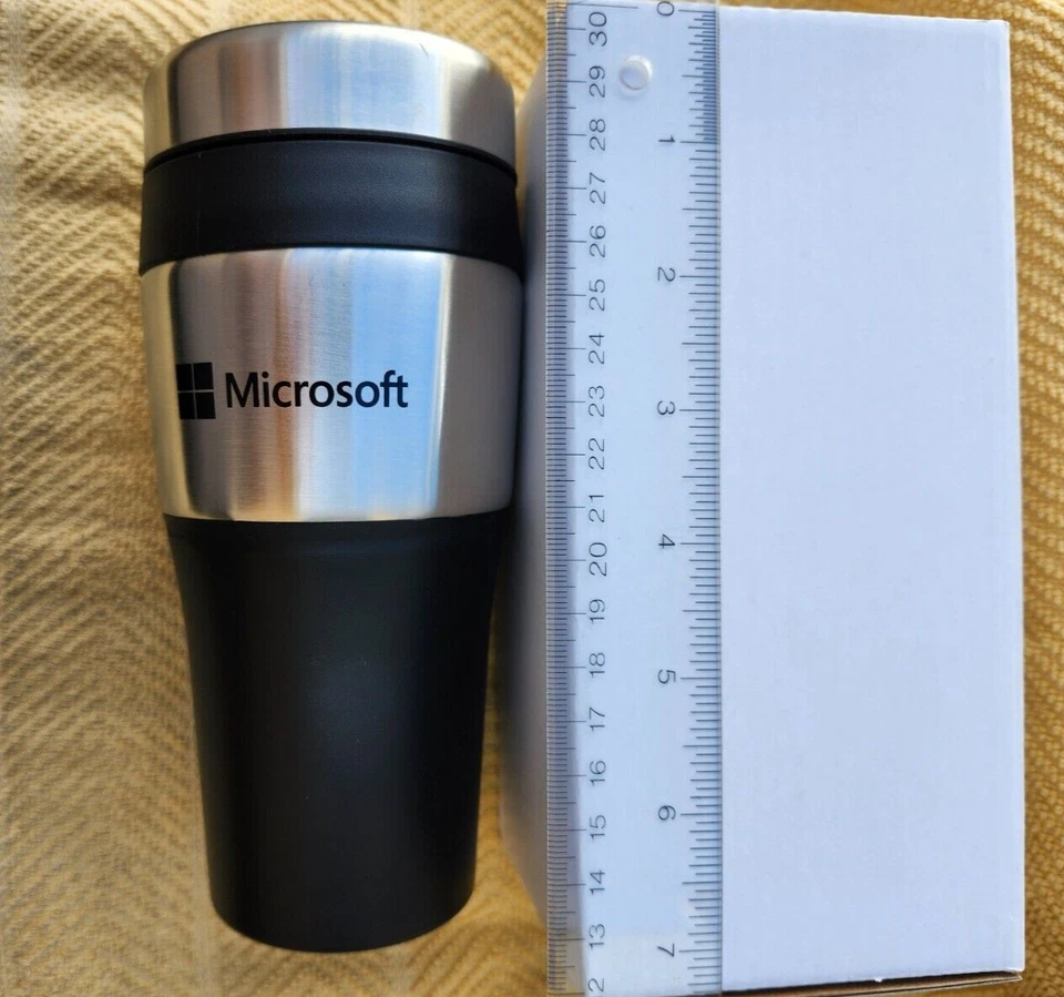 Microsoft 16oz Black Stainless Steel Cold/Hot Drink Travel Mug - NEW - Image 3 of 4